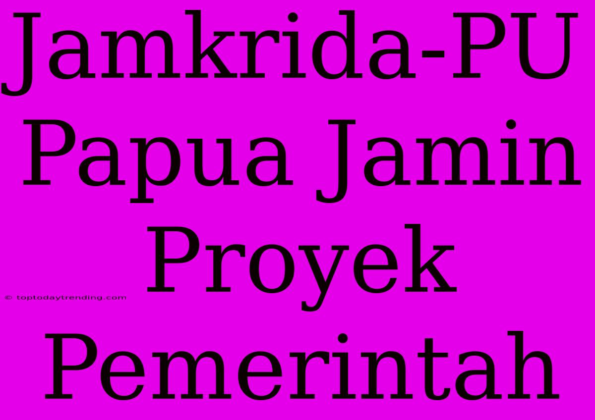 Jamkrida-PU Papua Jamin Proyek Pemerintah