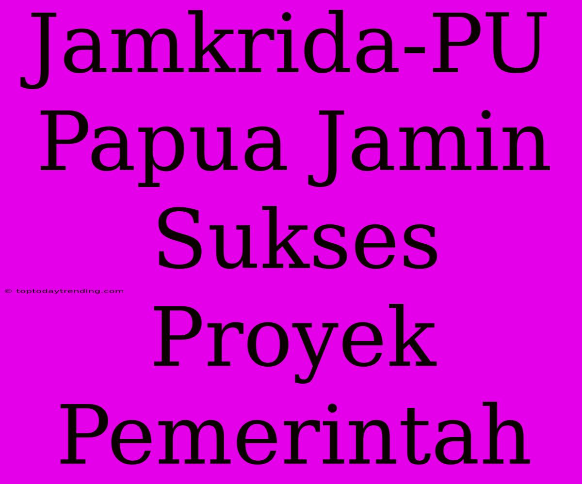 Jamkrida-PU Papua Jamin Sukses Proyek Pemerintah