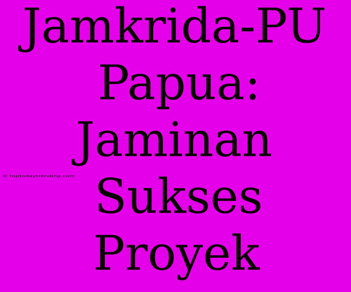 Jamkrida-PU Papua: Jaminan Sukses Proyek