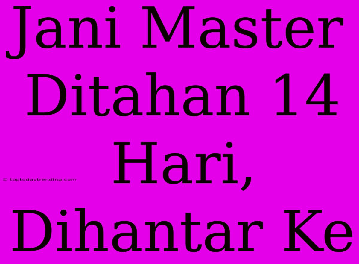 Jani Master Ditahan 14 Hari, Dihantar Ke