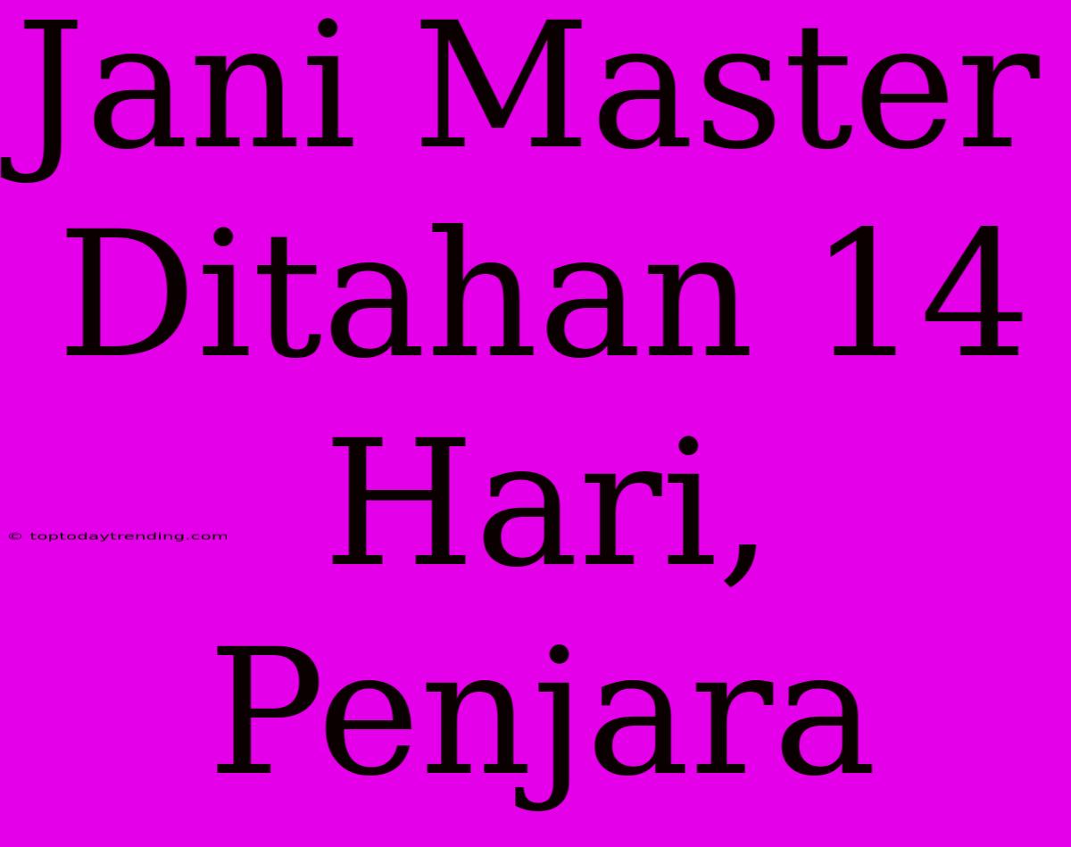 Jani Master Ditahan 14 Hari, Penjara