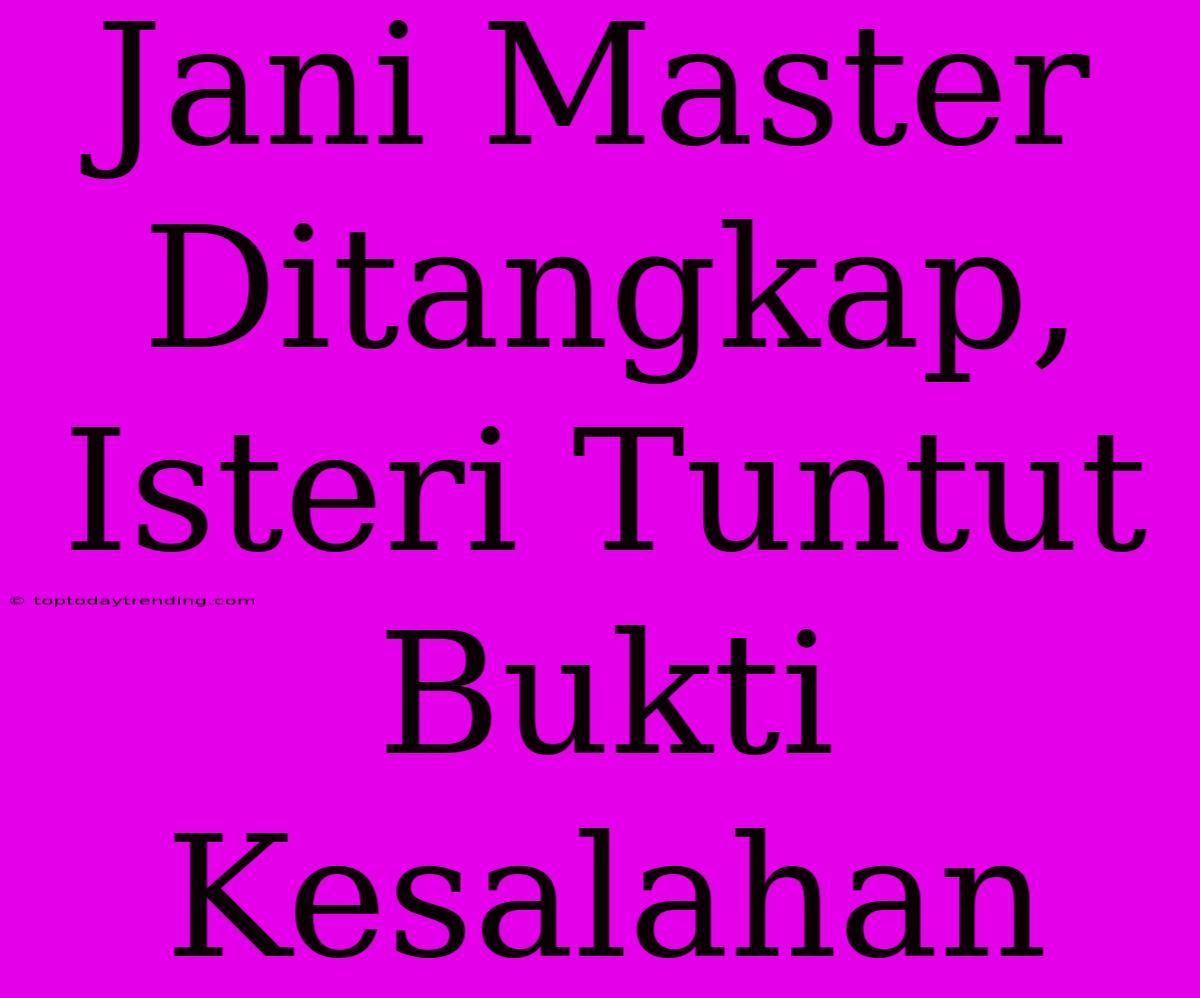 Jani Master Ditangkap, Isteri Tuntut Bukti Kesalahan