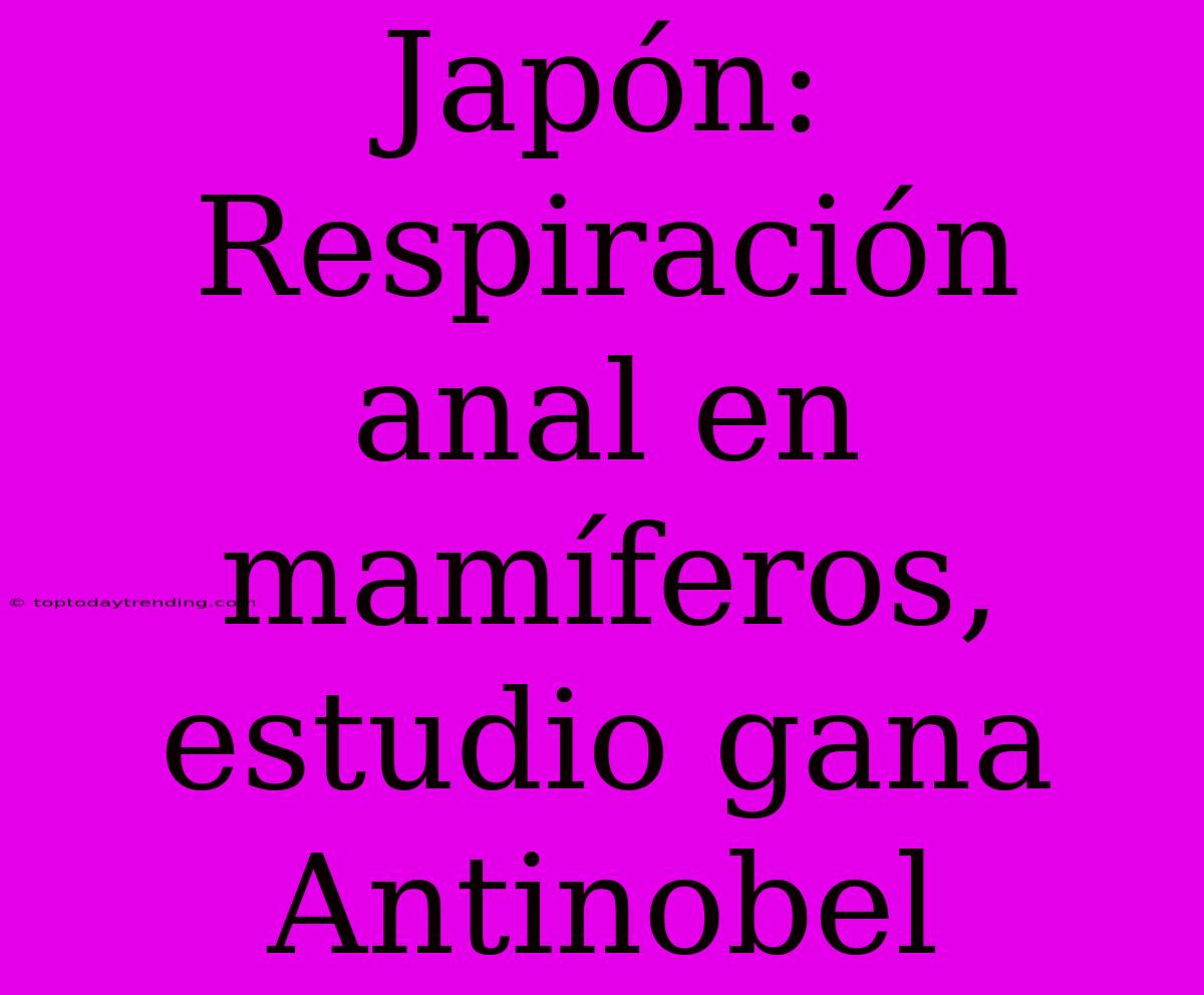 Japón: Respiración Anal En Mamíferos, Estudio Gana Antinobel