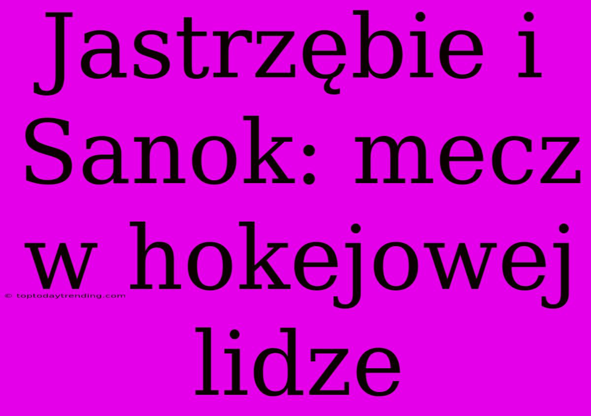 Jastrzębie I Sanok: Mecz W Hokejowej Lidze