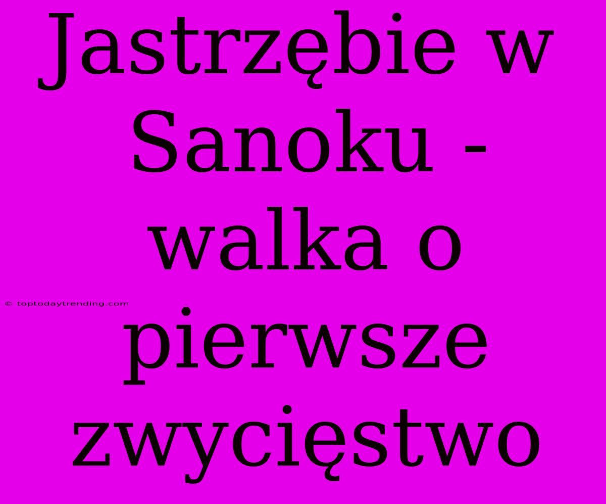 Jastrzębie W Sanoku - Walka O Pierwsze Zwycięstwo