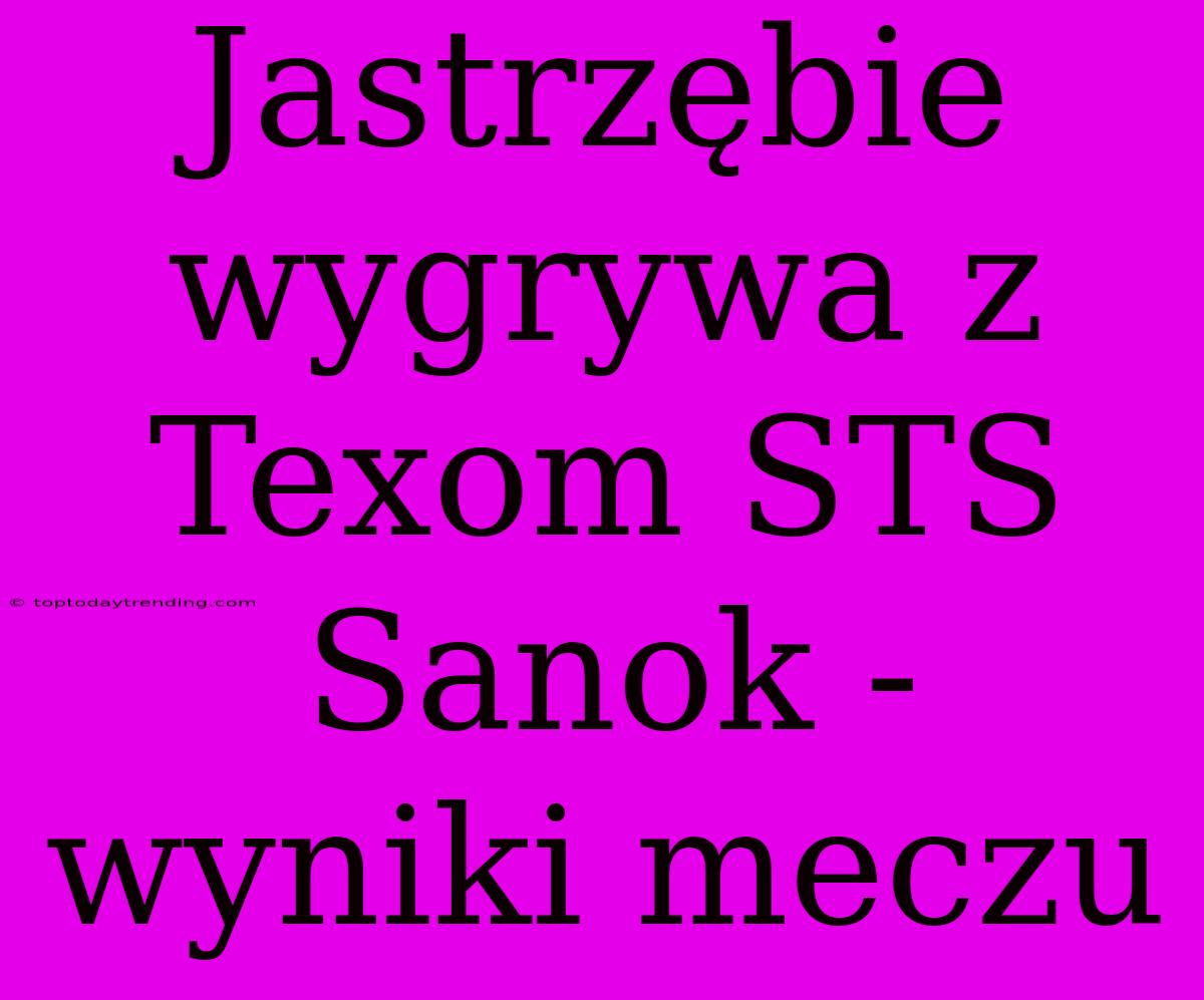 Jastrzębie Wygrywa Z Texom STS Sanok - Wyniki Meczu