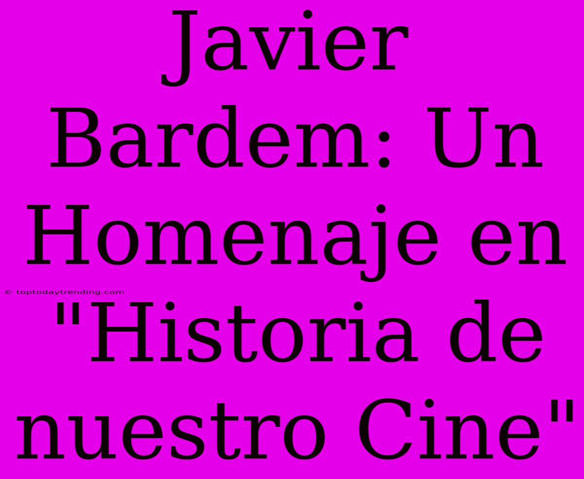 Javier Bardem: Un Homenaje En 