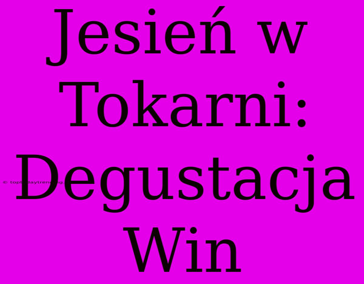 Jesień W Tokarni: Degustacja Win