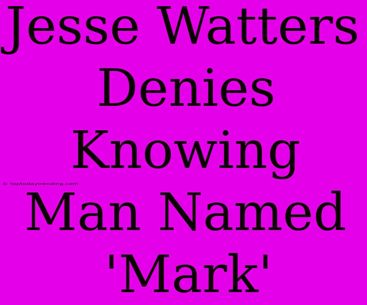 Jesse Watters Denies Knowing Man Named 'Mark'