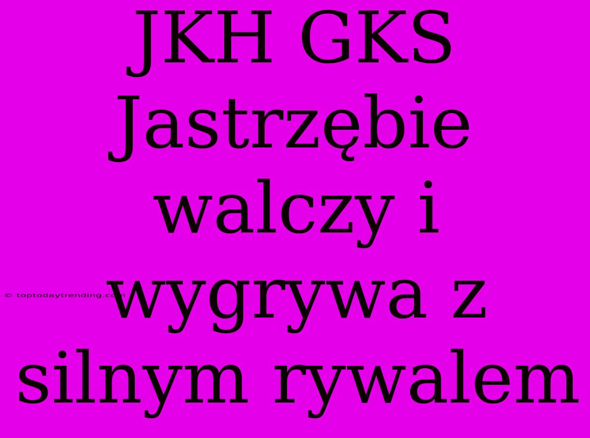 JKH GKS Jastrzębie Walczy I Wygrywa Z Silnym Rywalem