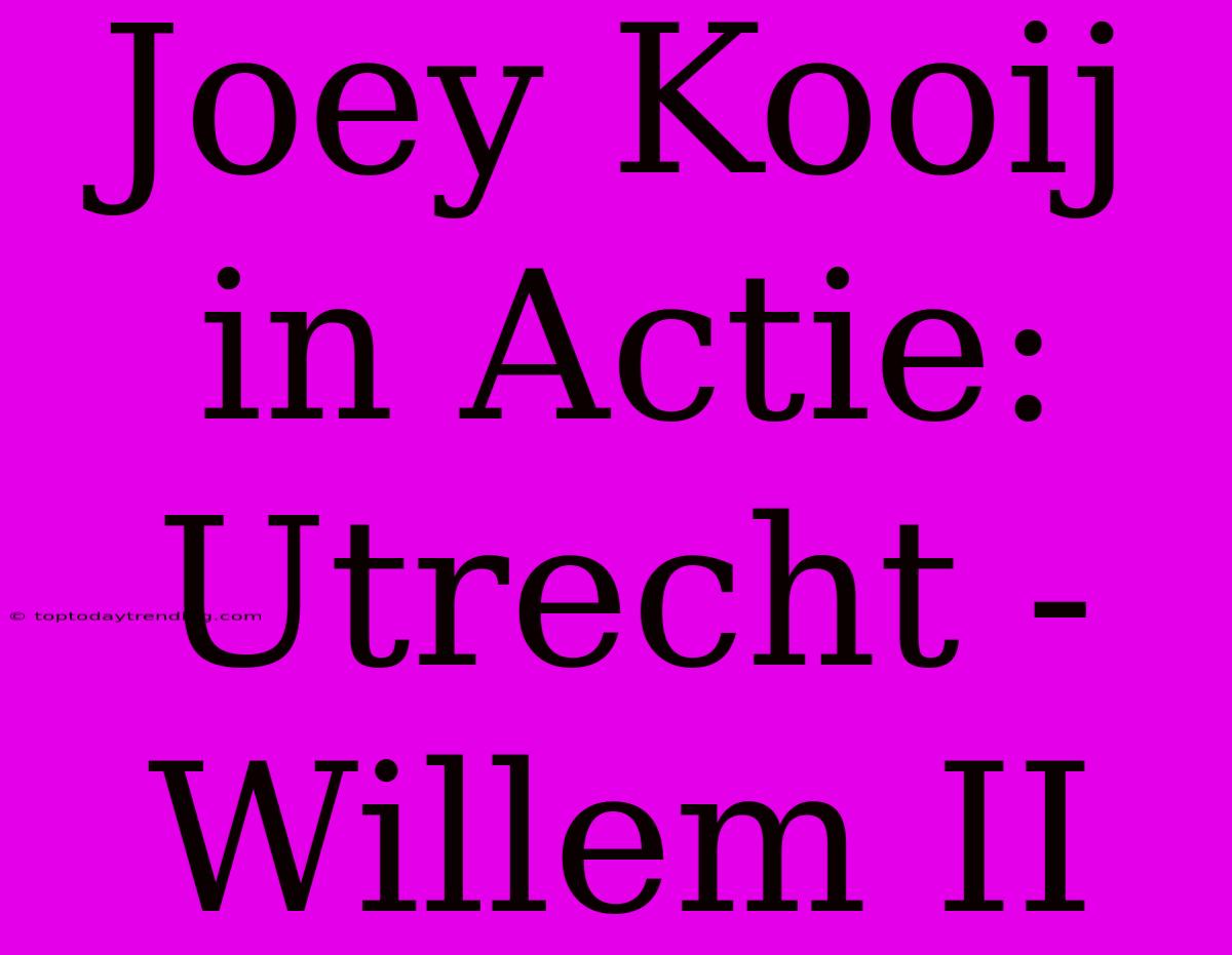 Joey Kooij In Actie: Utrecht - Willem II