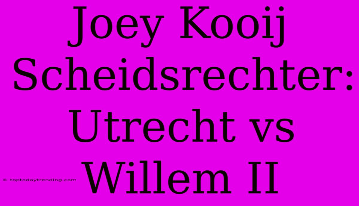 Joey Kooij Scheidsrechter: Utrecht Vs Willem II