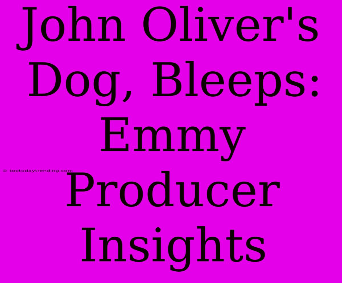 John Oliver's Dog, Bleeps: Emmy Producer Insights