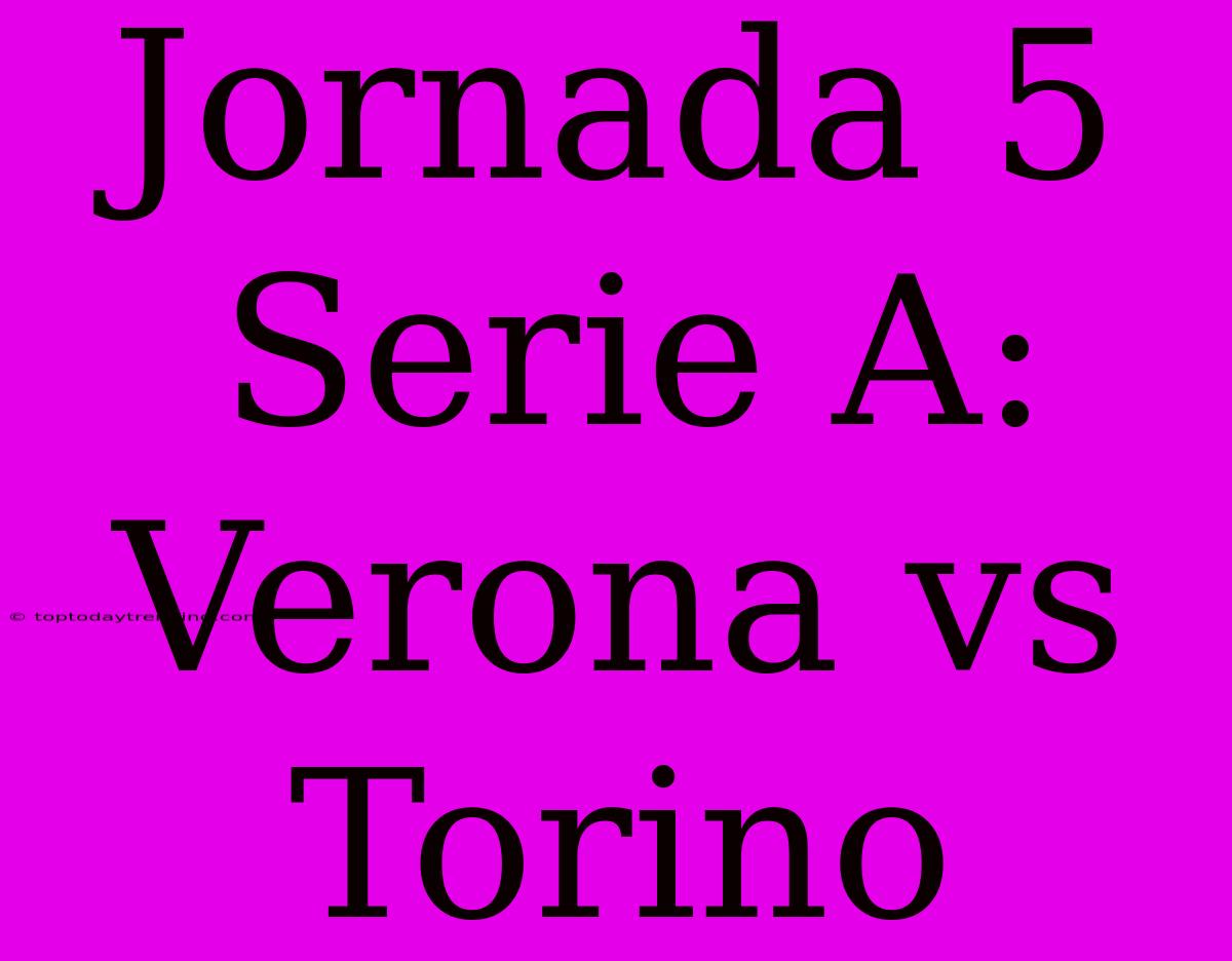 Jornada 5 Serie A: Verona Vs Torino