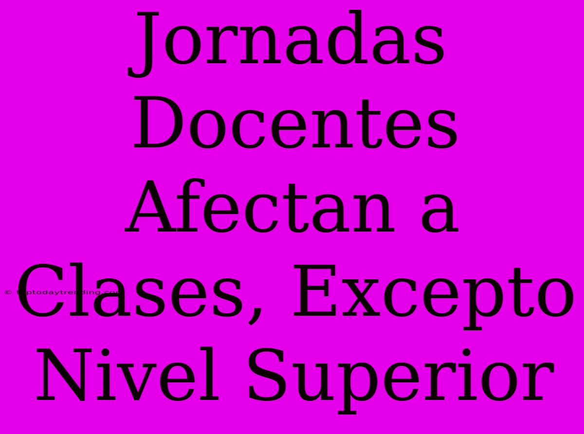 Jornadas Docentes Afectan A Clases, Excepto Nivel Superior