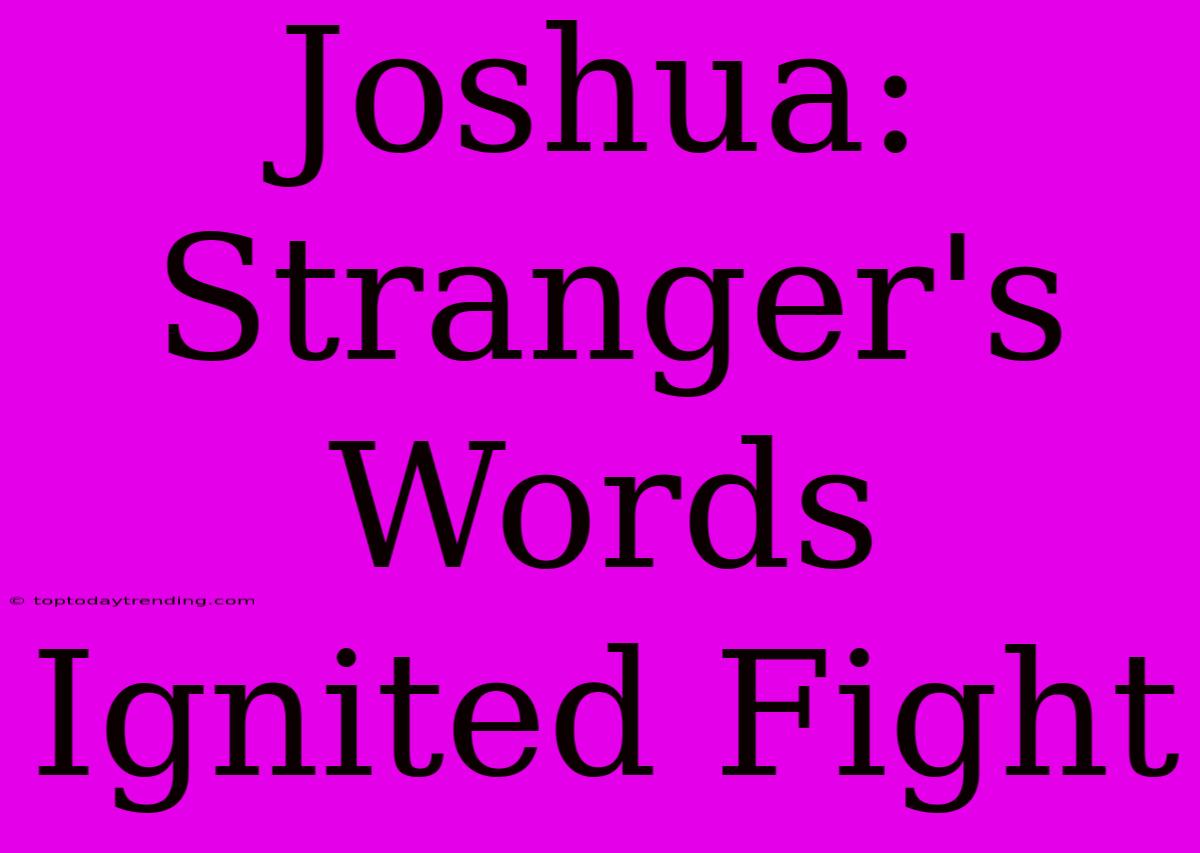 Joshua: Stranger's Words Ignited Fight