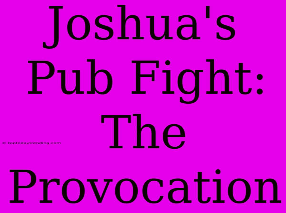 Joshua's Pub Fight: The Provocation