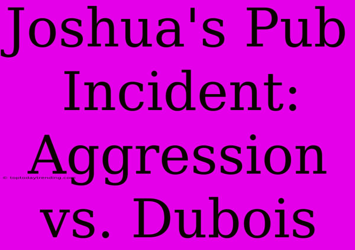 Joshua's Pub Incident: Aggression Vs. Dubois