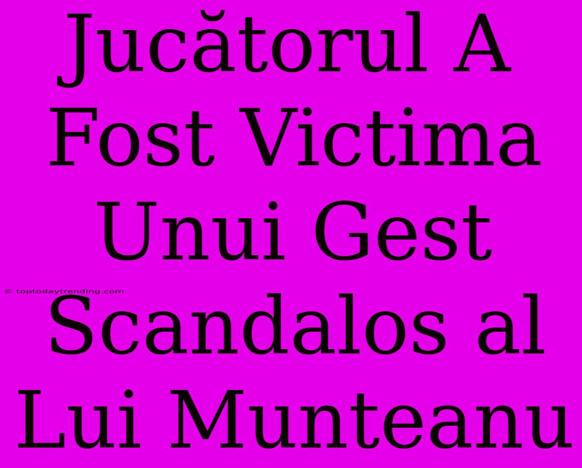 Jucătorul A Fost Victima Unui Gest Scandalos Al Lui Munteanu