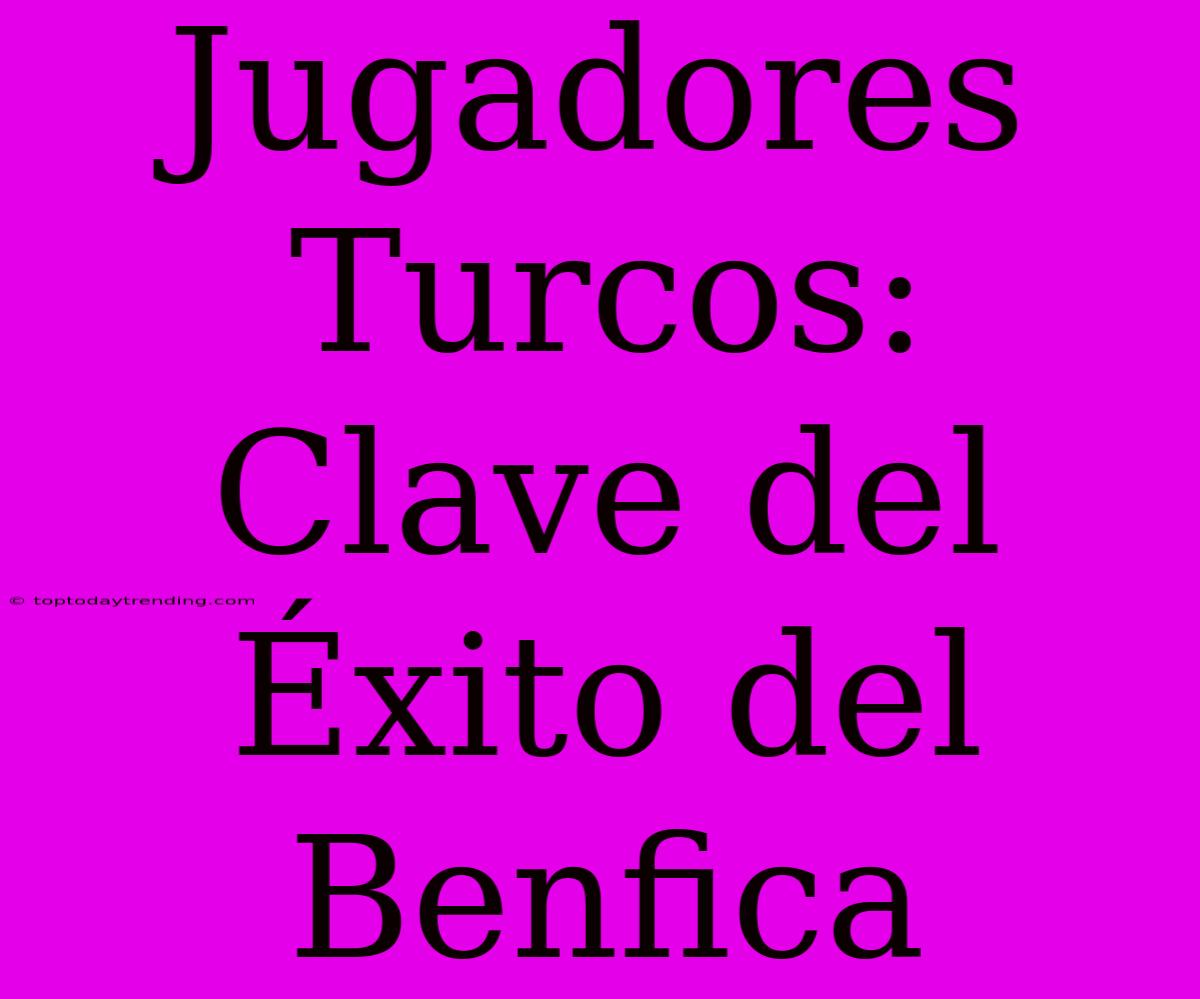 Jugadores Turcos: Clave Del Éxito Del Benfica