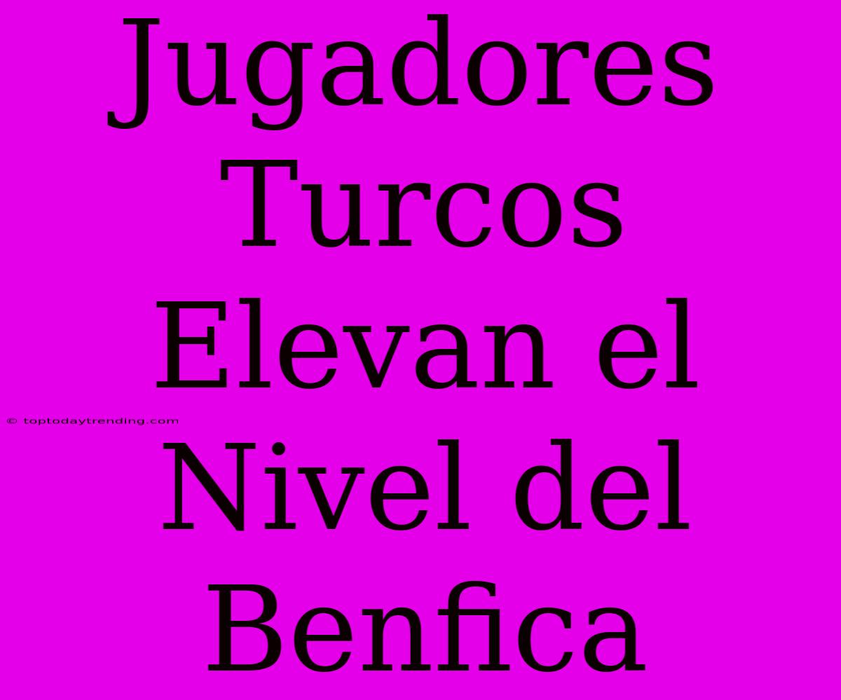 Jugadores Turcos Elevan El Nivel Del Benfica