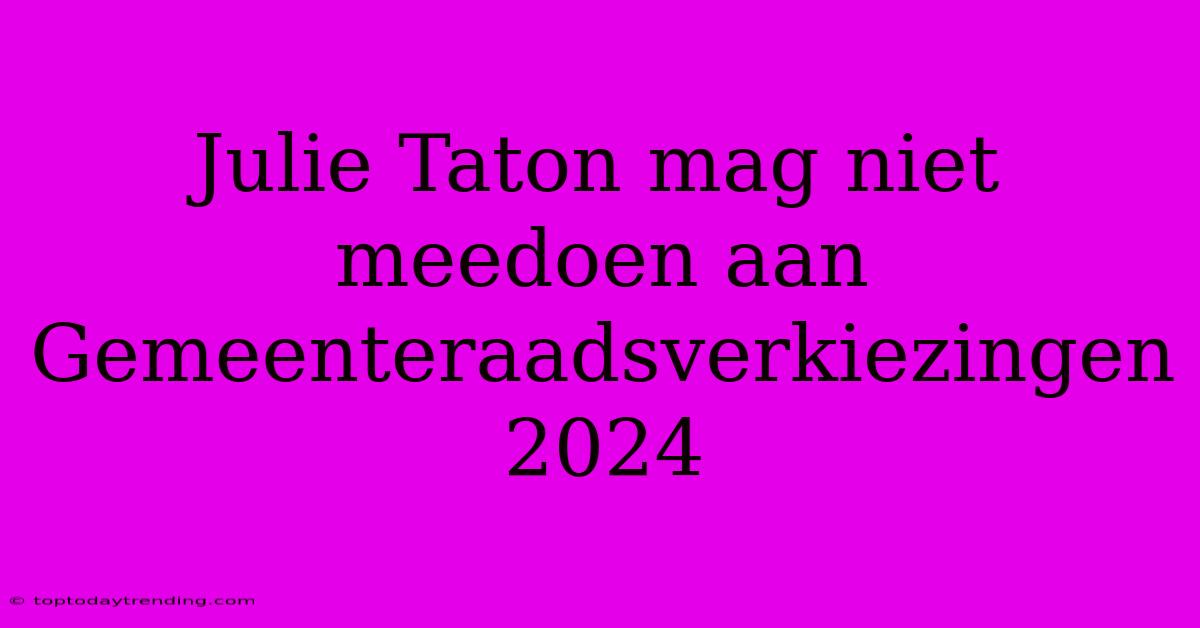 Julie Taton Mag Niet Meedoen Aan Gemeenteraadsverkiezingen 2024