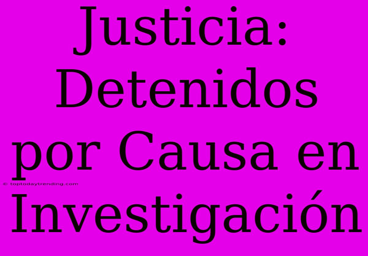 Justicia: Detenidos Por Causa En Investigación