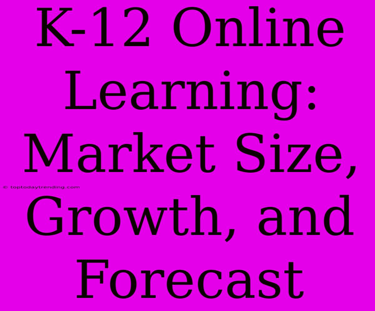 K-12 Online Learning: Market Size, Growth, And Forecast