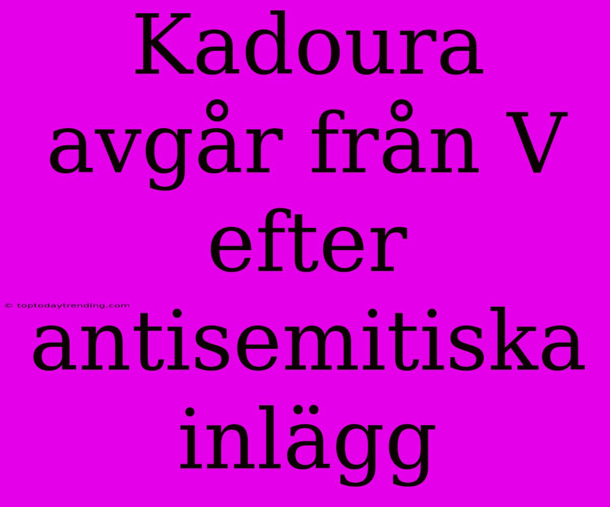 Kadoura Avgår Från V Efter Antisemitiska Inlägg