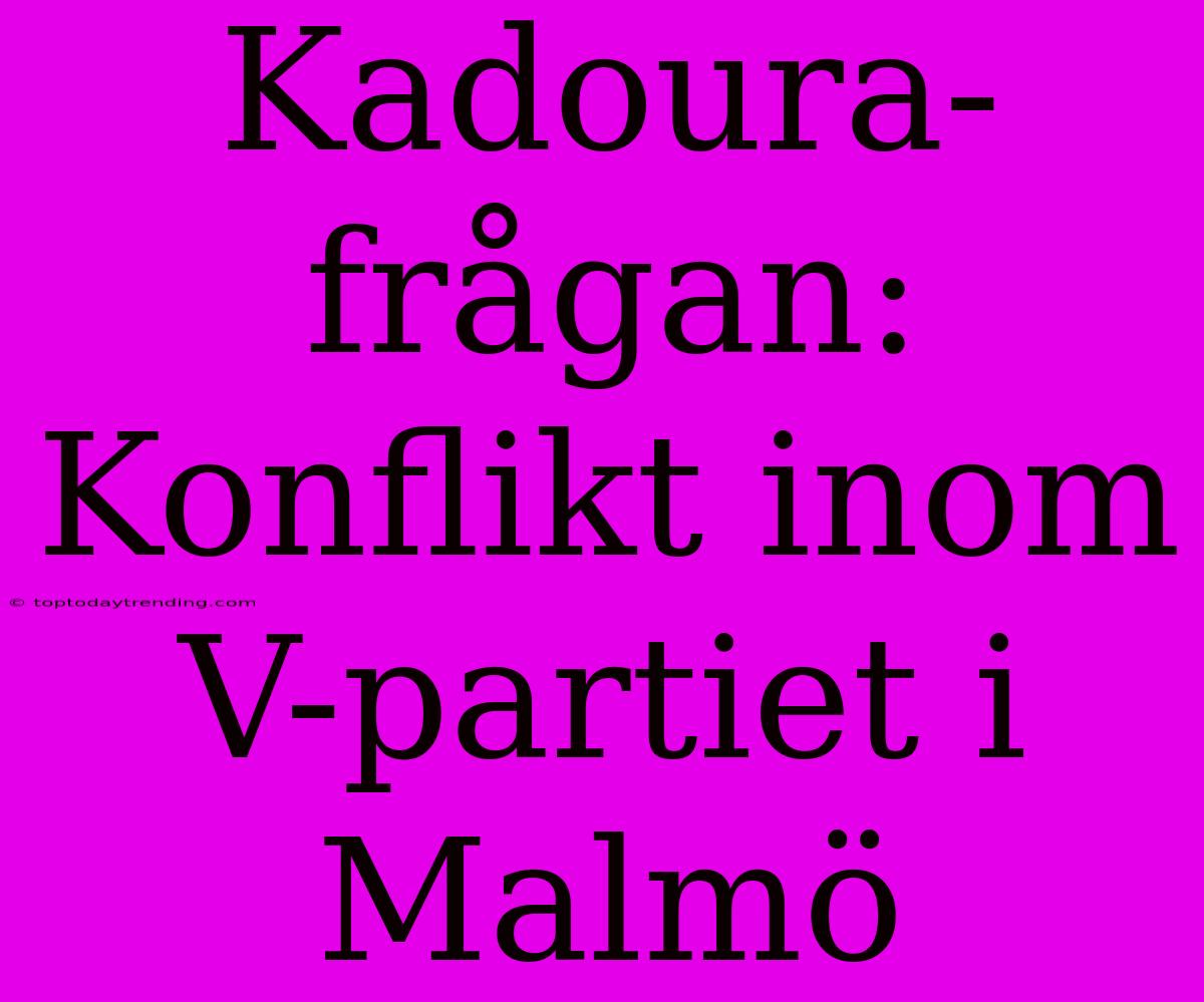 Kadoura-frågan: Konflikt Inom V-partiet I Malmö