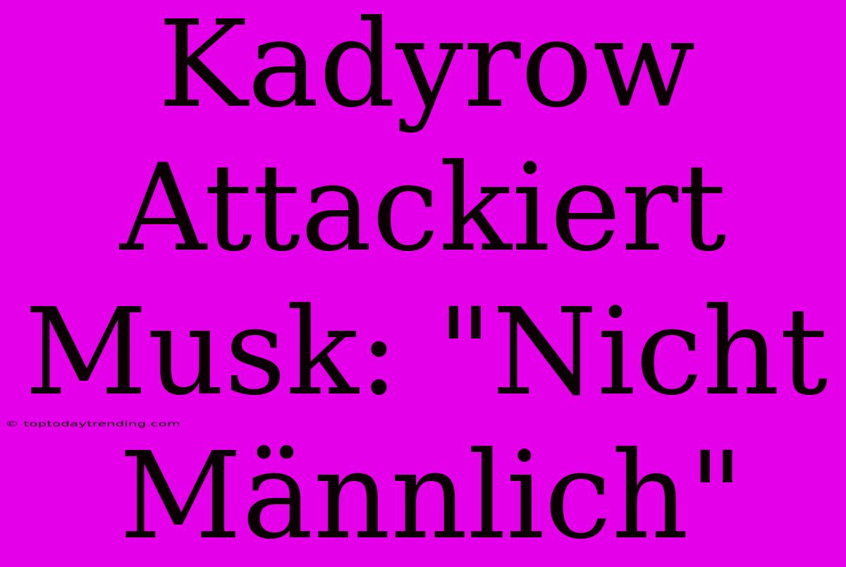 Kadyrow Attackiert Musk: 