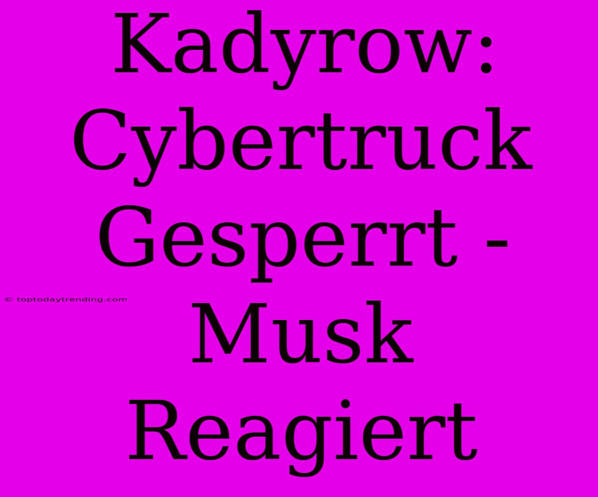 Kadyrow: Cybertruck Gesperrt - Musk Reagiert