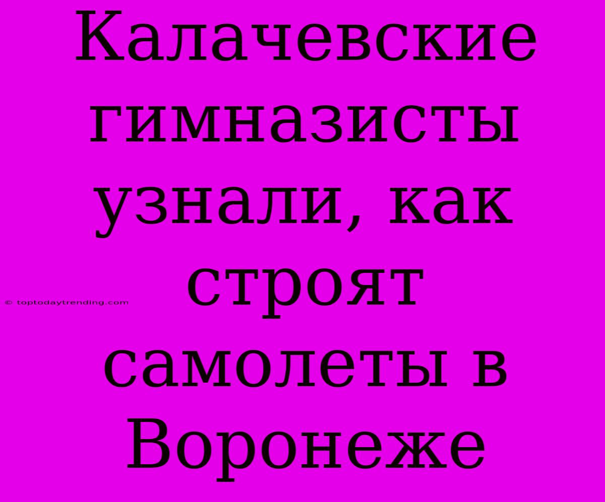 Калачевские Гимназисты Узнали, Как Строят Самолеты В Воронеже