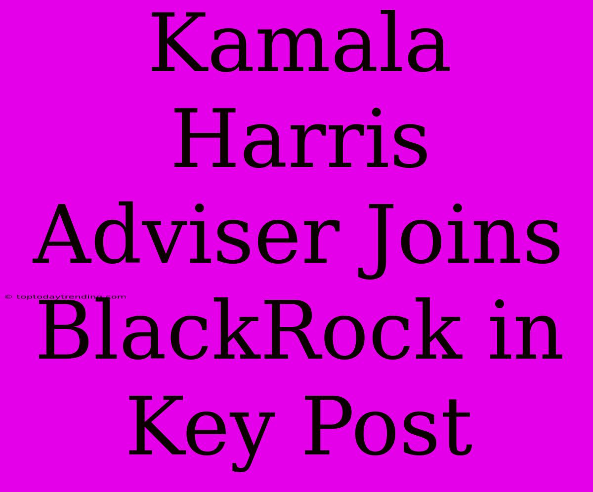 Kamala Harris Adviser Joins BlackRock In Key Post