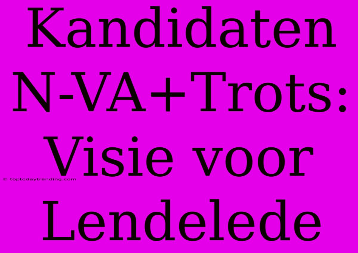 Kandidaten N-VA+Trots: Visie Voor Lendelede