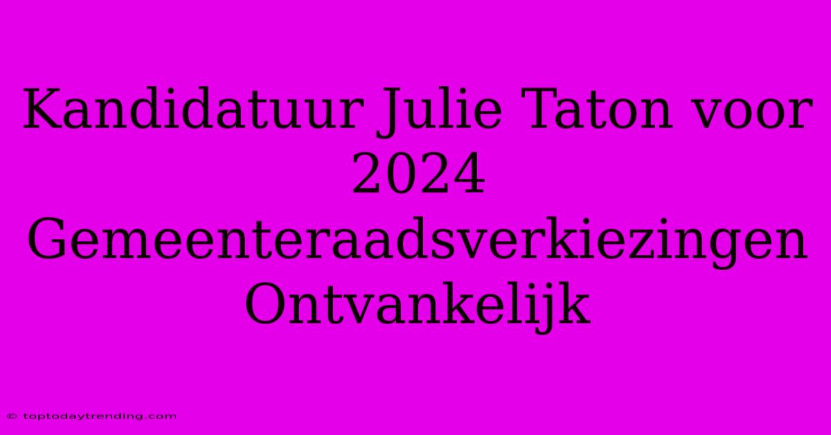 Kandidatuur Julie Taton Voor 2024 Gemeenteraadsverkiezingen Ontvankelijk