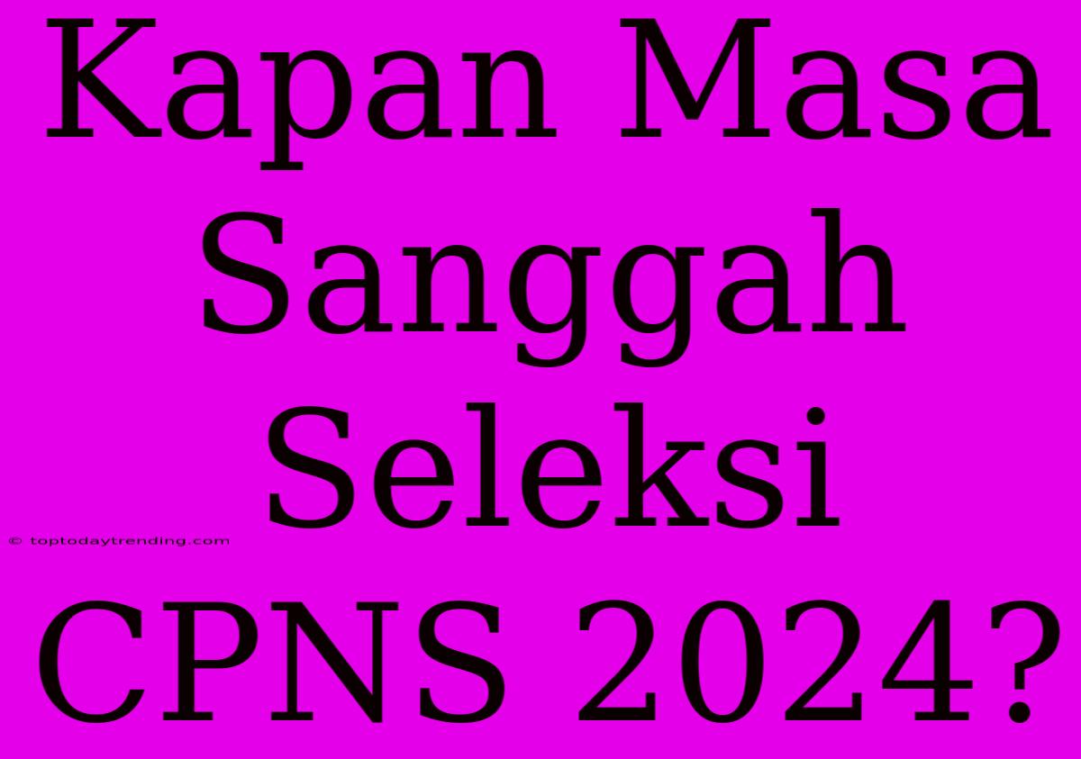 Kapan Masa Sanggah Seleksi CPNS 2024?