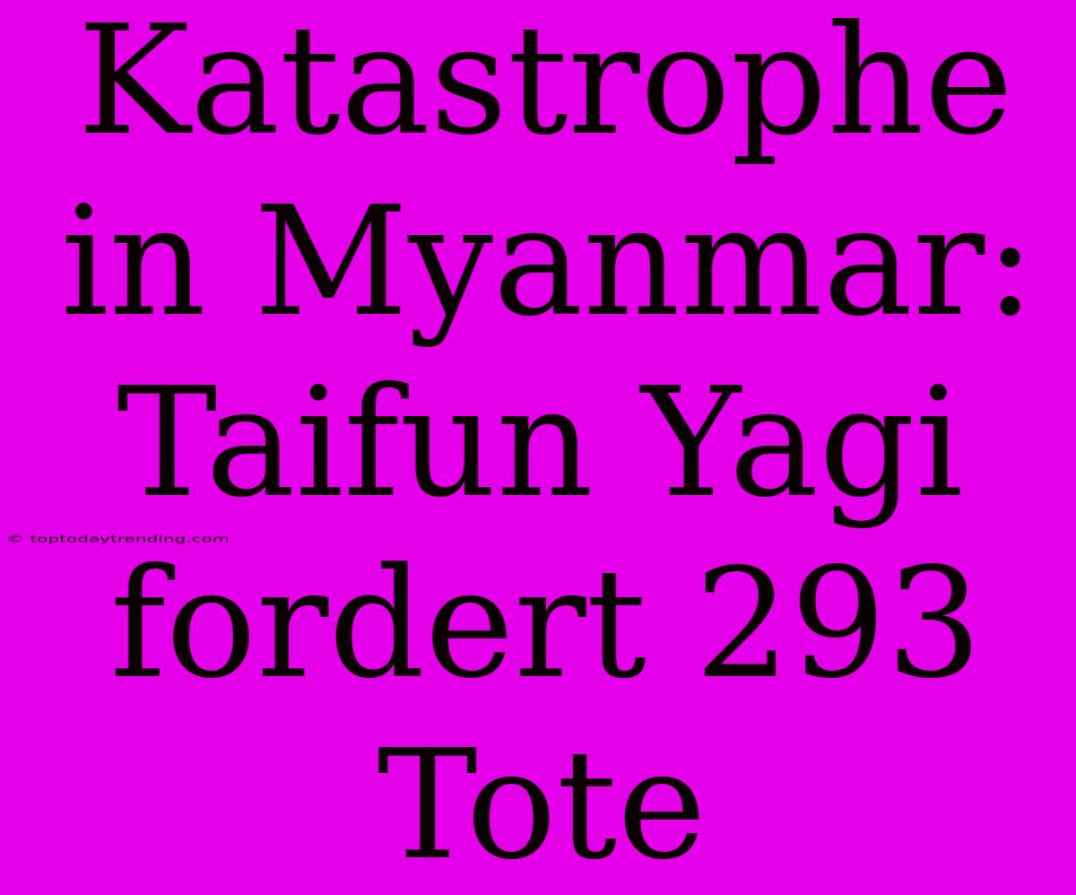 Katastrophe In Myanmar: Taifun Yagi Fordert 293 Tote