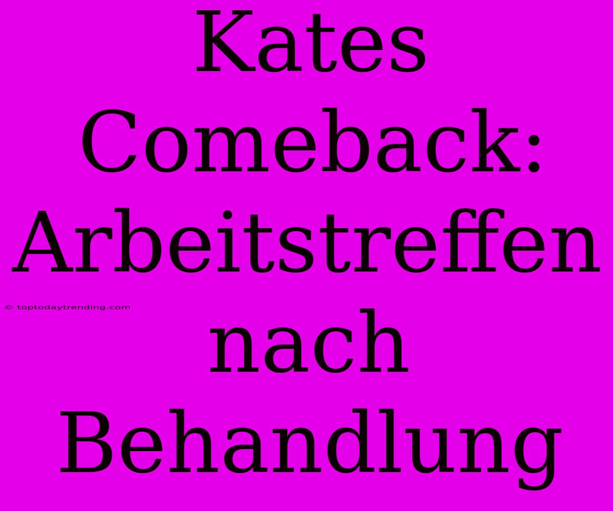 Kates Comeback: Arbeitstreffen Nach Behandlung