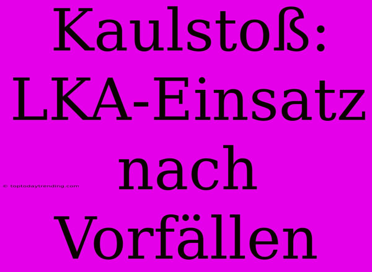 Kaulstoß: LKA-Einsatz Nach Vorfällen