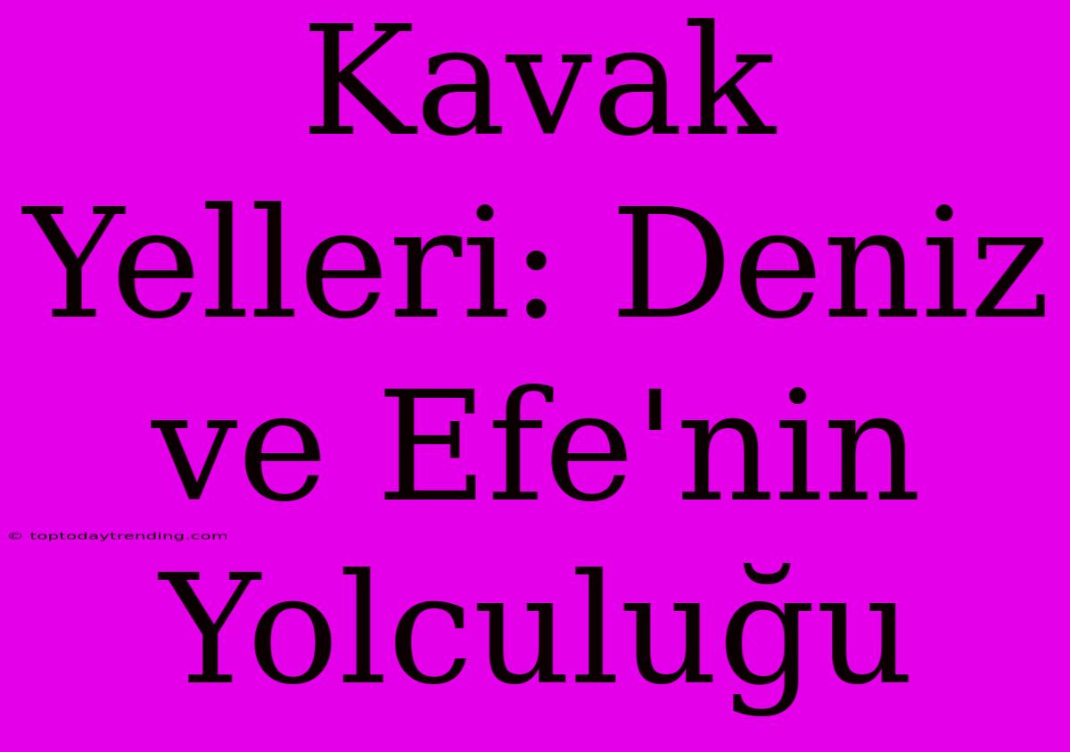 Kavak Yelleri: Deniz Ve Efe'nin Yolculuğu