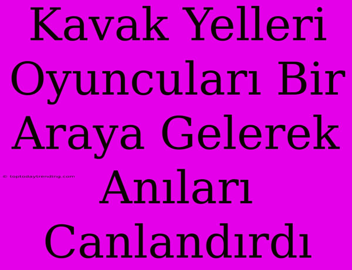 Kavak Yelleri Oyuncuları Bir Araya Gelerek Anıları Canlandırdı