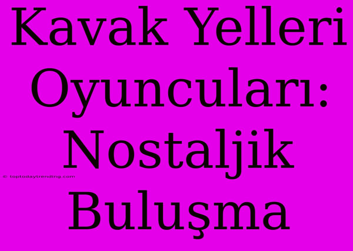 Kavak Yelleri Oyuncuları: Nostaljik Buluşma