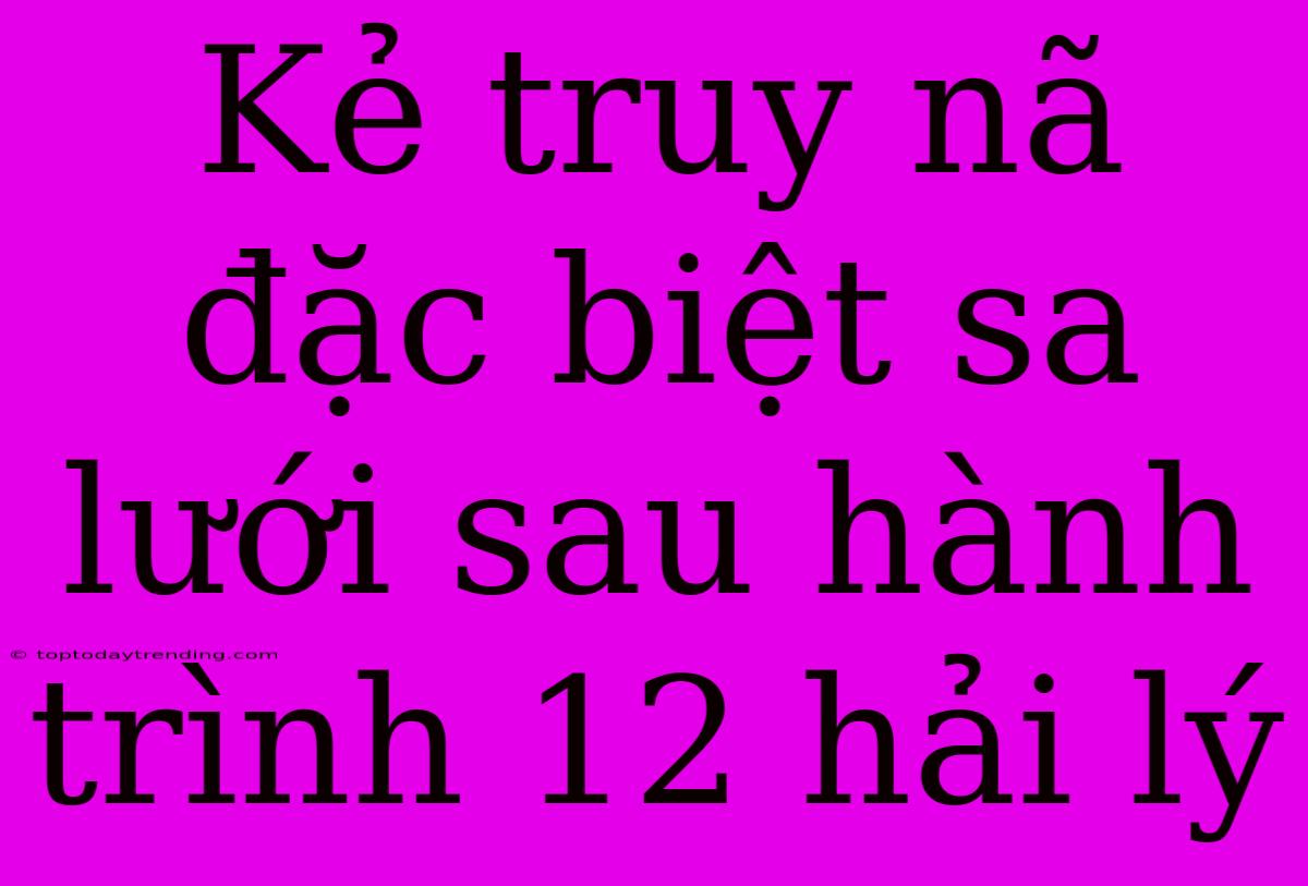 Kẻ Truy Nã Đặc Biệt Sa Lưới Sau Hành Trình 12 Hải Lý