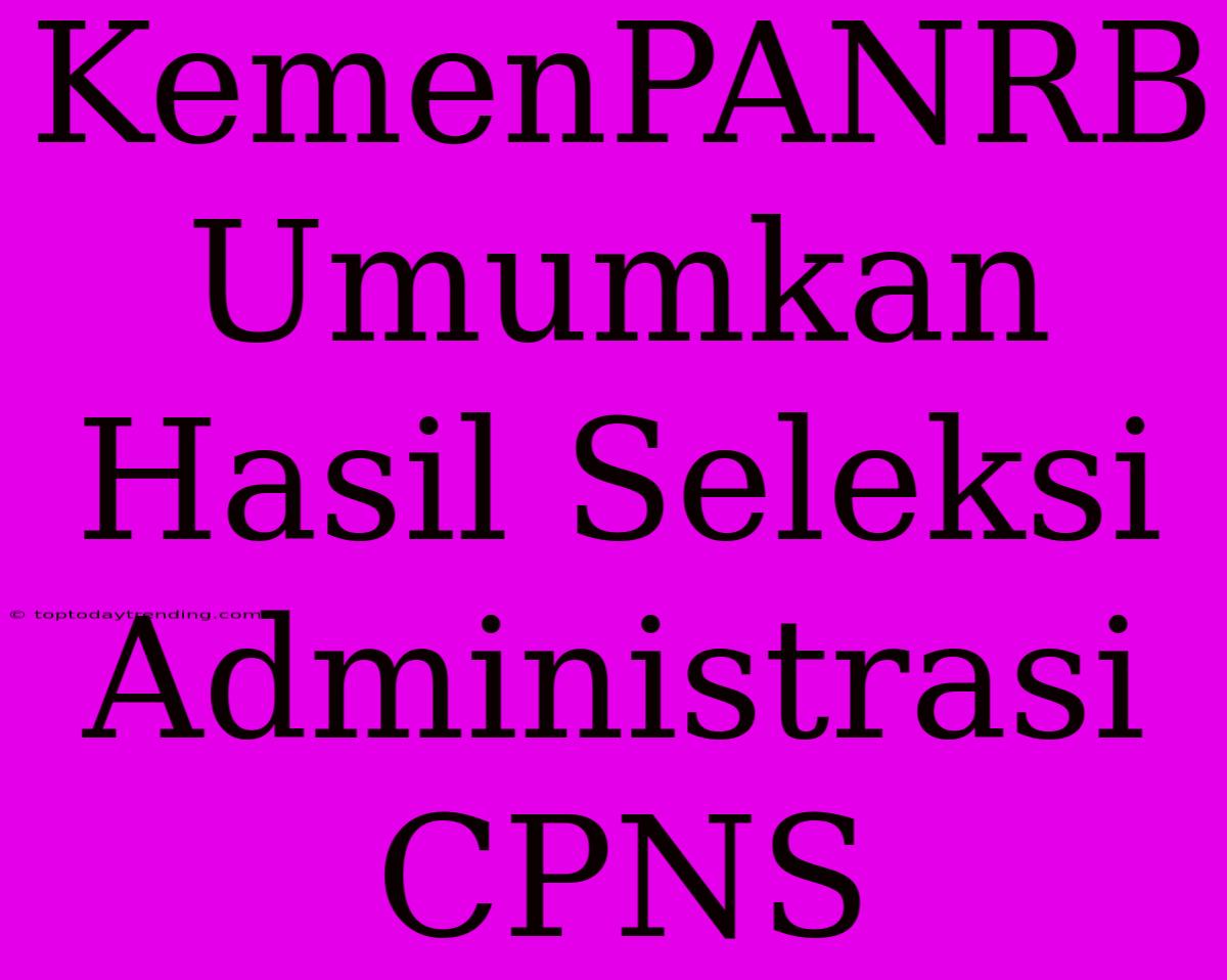 KemenPANRB Umumkan Hasil Seleksi Administrasi CPNS