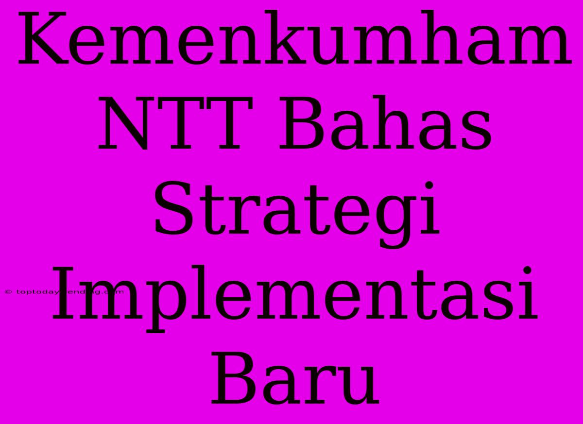 Kemenkumham NTT Bahas Strategi Implementasi Baru