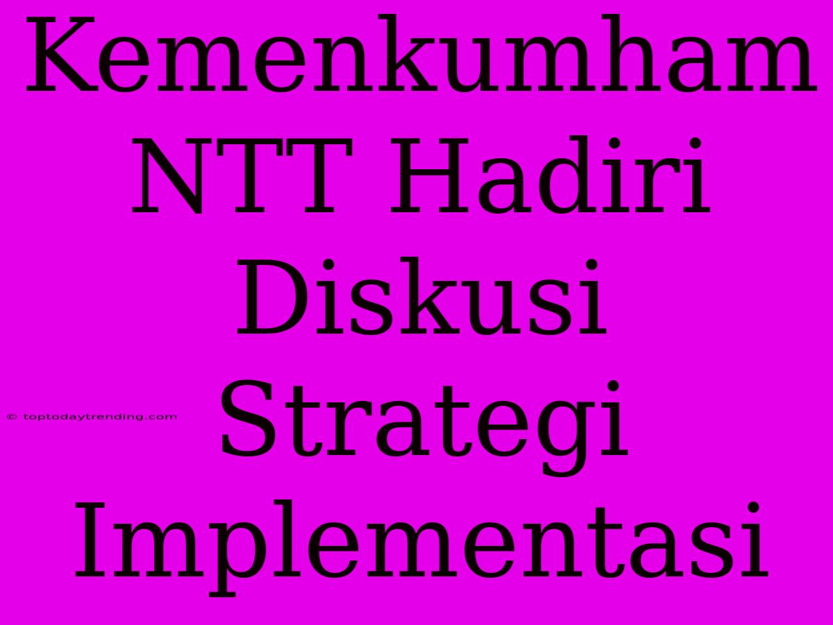 Kemenkumham NTT Hadiri Diskusi Strategi Implementasi