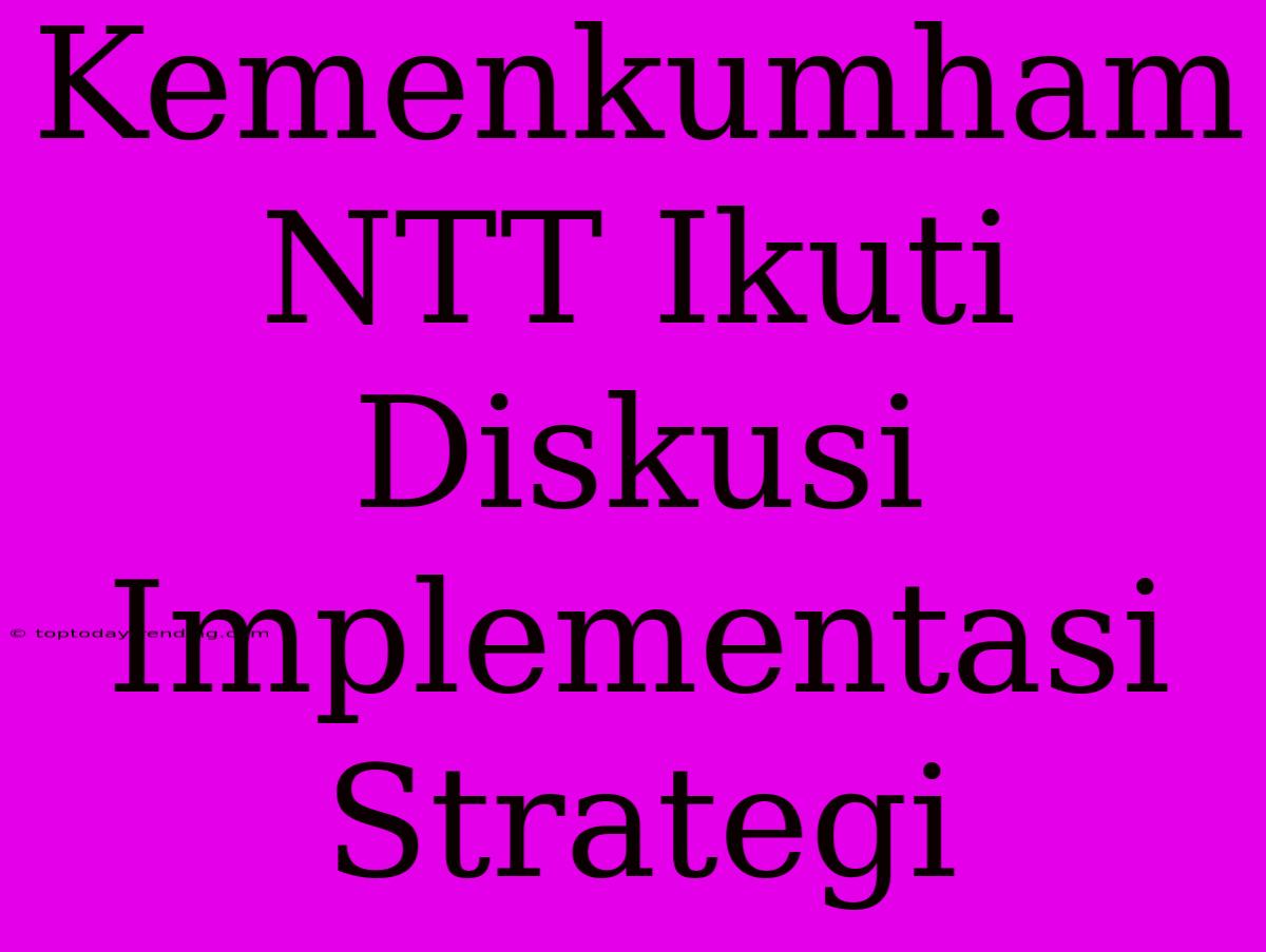 Kemenkumham NTT Ikuti Diskusi Implementasi Strategi