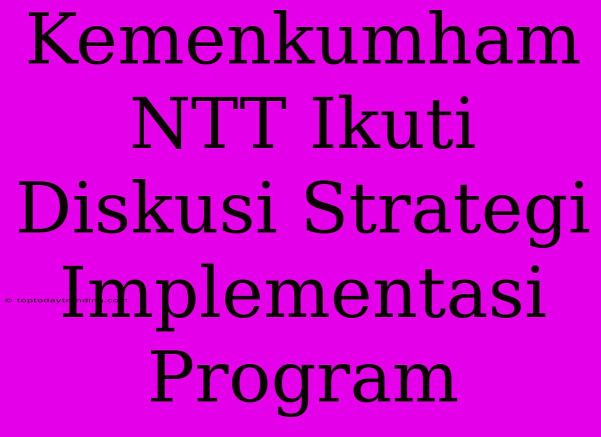 Kemenkumham NTT Ikuti Diskusi Strategi Implementasi Program