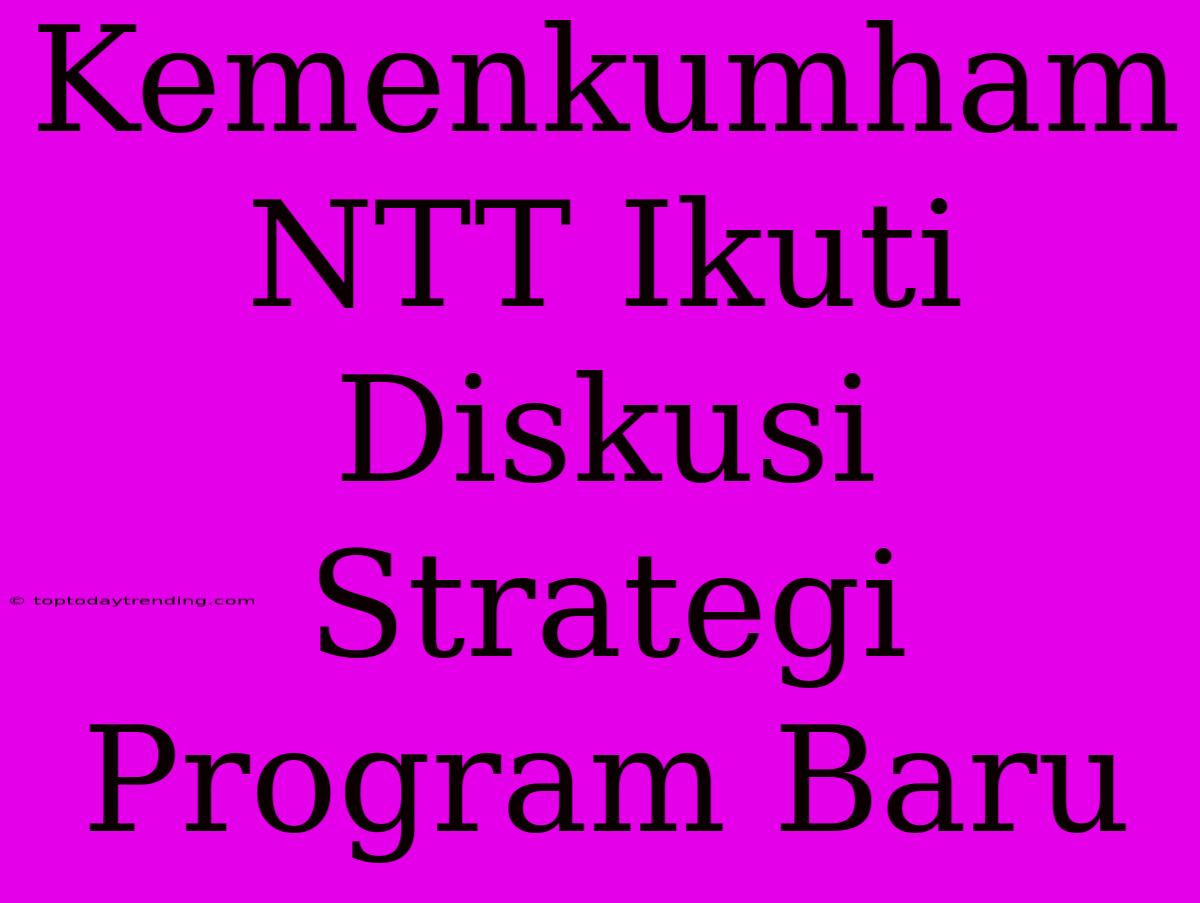 Kemenkumham NTT Ikuti Diskusi Strategi Program Baru